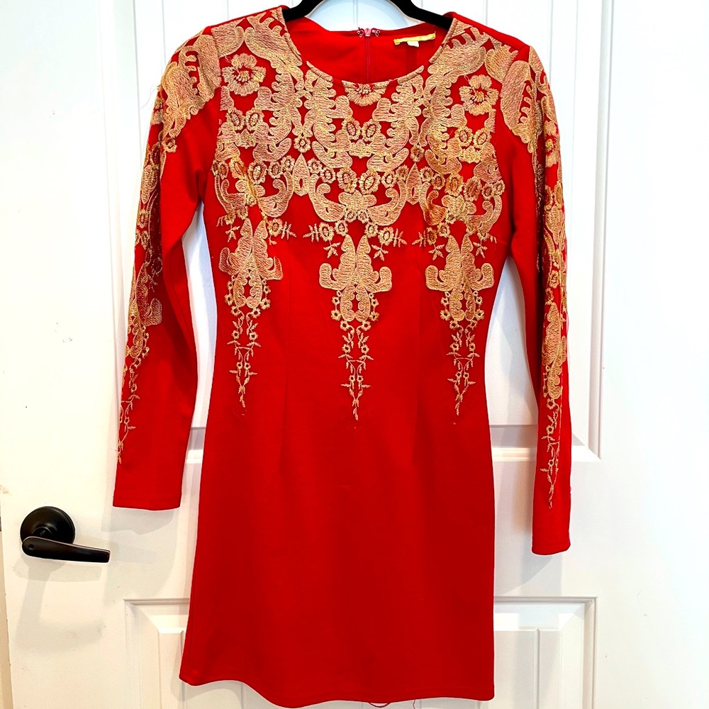 Red & Gold short dress. Great for holidays!